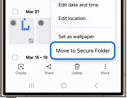 Move to Secure Folder highlighted on a Galaxy phone