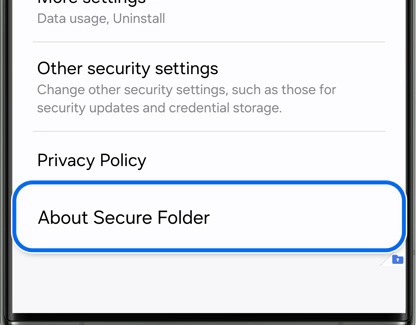 About Secure Folder highlighted