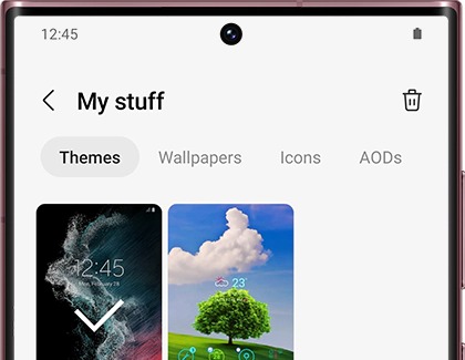 My stuff screen displayed in the Galaxy Themes app