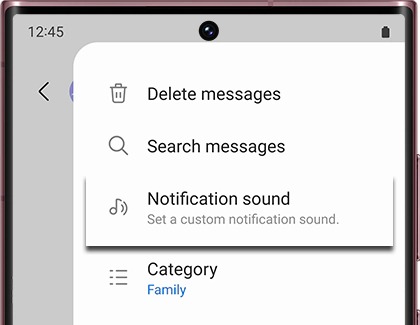 List of conversation options with Notification sound highlighted