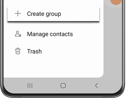 Create group highlighted on a Galaxy phone