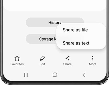 Share as file and Share as text above Share