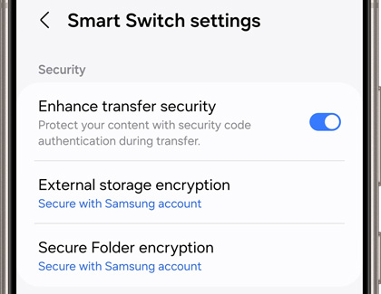 Smart Switch settings screen displayed on a Galaxy phone