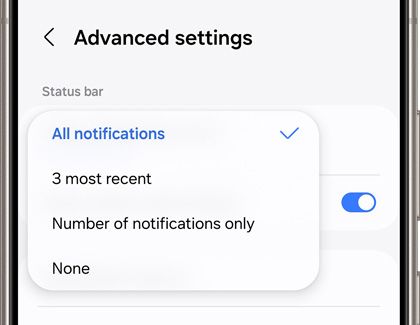 Status bar settings options