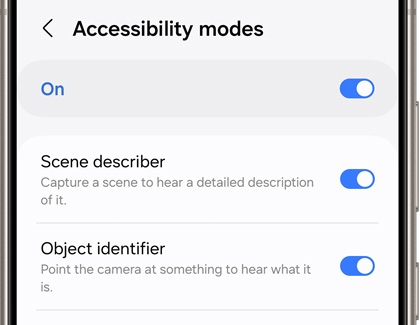 Accessibility modes settings screen