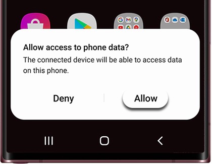 Allow option highlighted under Allow access to phone data