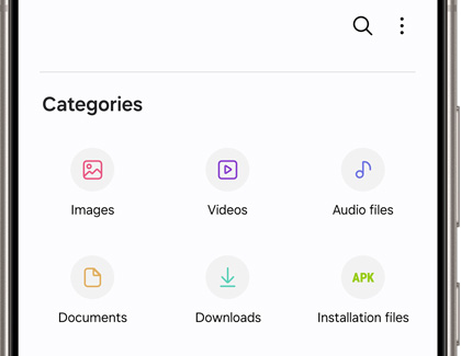 My Files app displaying Categories