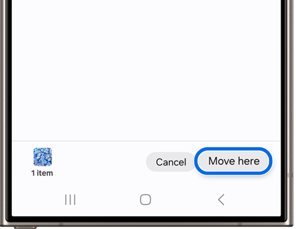 Move here option highlighted