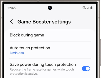 Game Booster settings screen