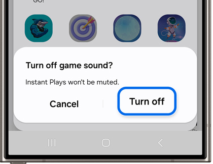 Turn off highlighted under Turn off game sound pop-up