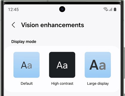 Vision enhancements settings screen