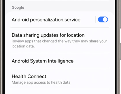 Google section in More privacy settings
