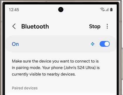 Bluetooth settings screen