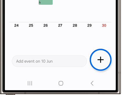 Add event icon highlighted in the Calendar app