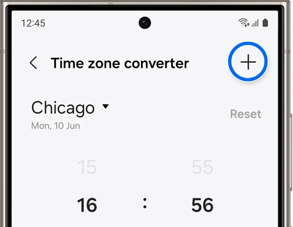 Plus sign highlighted under Time zone converter