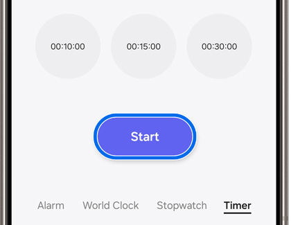 Start button highlighted in the Timer tab