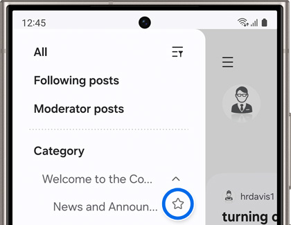 Star icon highlighted next to News and Announcements