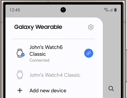 A list of devices with Galaxy Watch6 connected in the Galaxy Wearable app