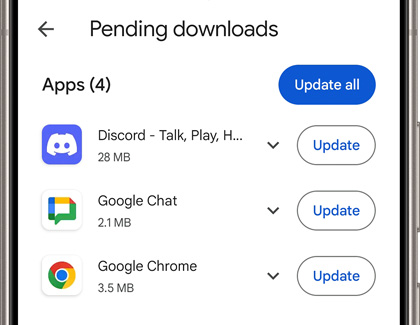 Pending downloads screen in the Play Store