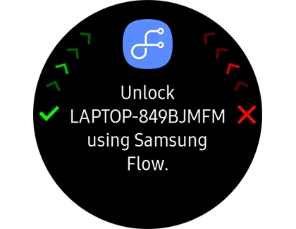 Unlock laptop screen displayed on a Galaxy Watch