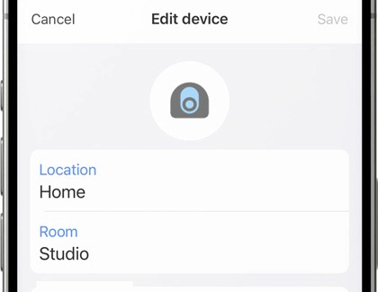 Edit device screen displaying Location and Room