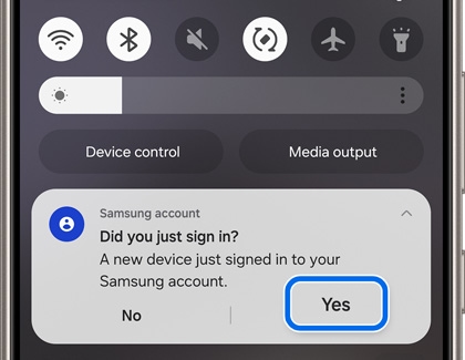 Yes highlighted in the Samsung account notification on a Galaxy phone