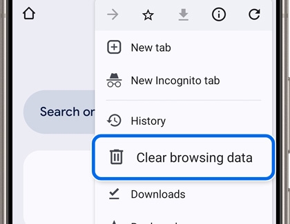 Clear browsing data highlighted