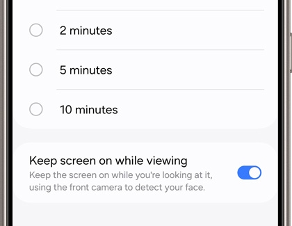 Smart stay settings screen on a Galaxy phone
