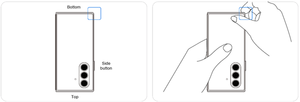 Process of removing a case from the Samsung Galaxy Z Fold7, focusing on the bottom right back corner of the device