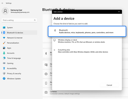 Connect Bluetooth device setting on a PC