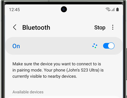 Bluetooth setting screen on a Galaxy phone