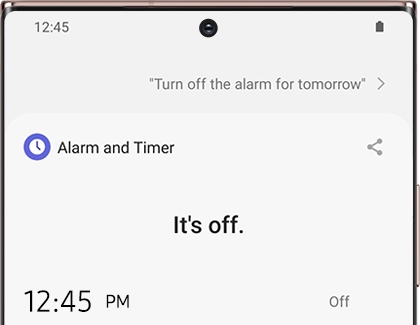 Alarm turned off for tomorrow with Bixby Voice