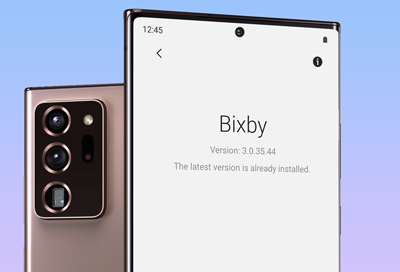 Phone displaying latest Bixby software version