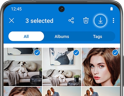 Download button highlighted in the OneDrive app