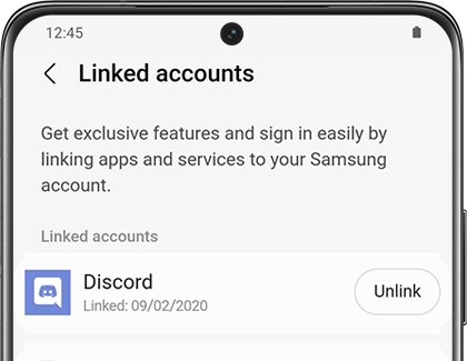Unlink next to Discord for Linked Samsung accounts