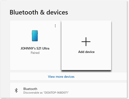 Add devices highlighted under Bluetooth & devices