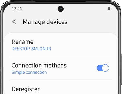 Connection methods switched on in Samsung Flow