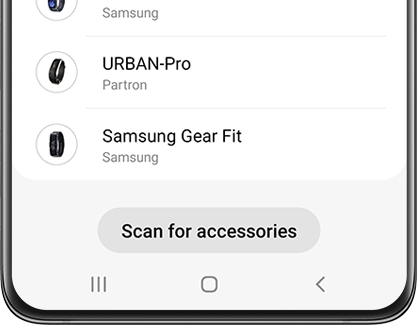 Accessories screen with Scan for accessories button