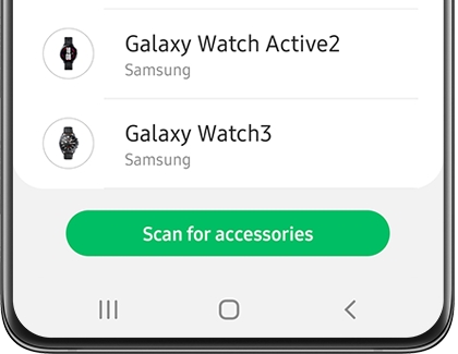 Accessories screen with Scan for accessories button