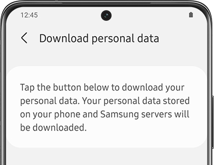 Download personal data screen in Samsung Health
