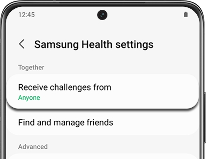 Receive challenges from highlighted on the Samsung Health settings