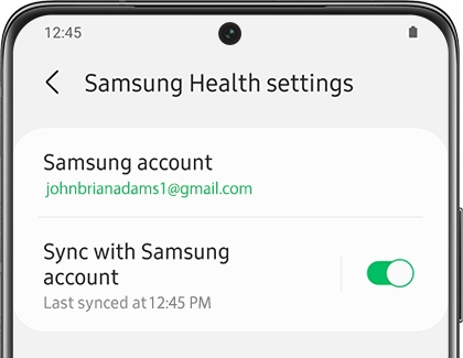 Sync options for Samsung account