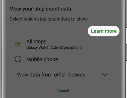 View your step count in Samsung Health