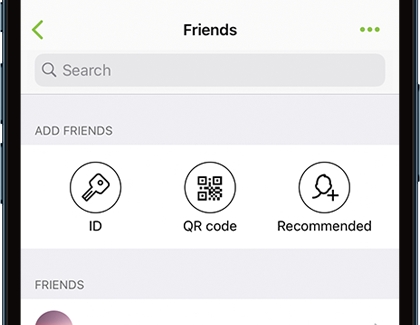 List of options to add friends in the Samsung Health app