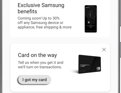 I got my card highlighted under Card on the way on a Galaxy phone
