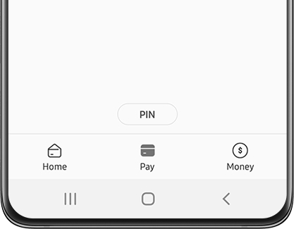 Pay tab selected with PIN option displayed