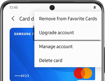 Manage account highlighted in the Samsung Pay app