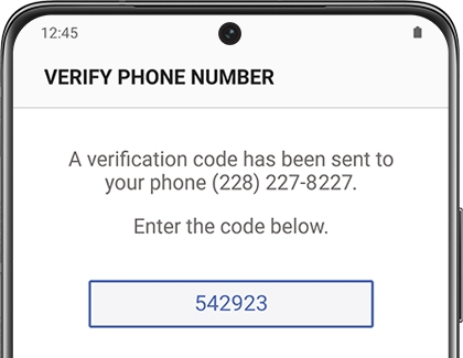 Code entered below phone number in the Samsung Pay app