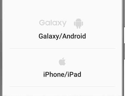 Galaxy and iPhone options in the Smart Switch app on a Galaxy phone