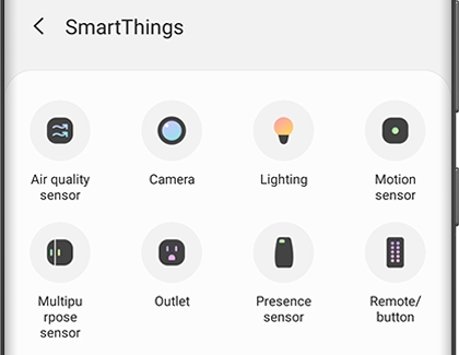 A list of SmartThings devices on the SmartThings app screen